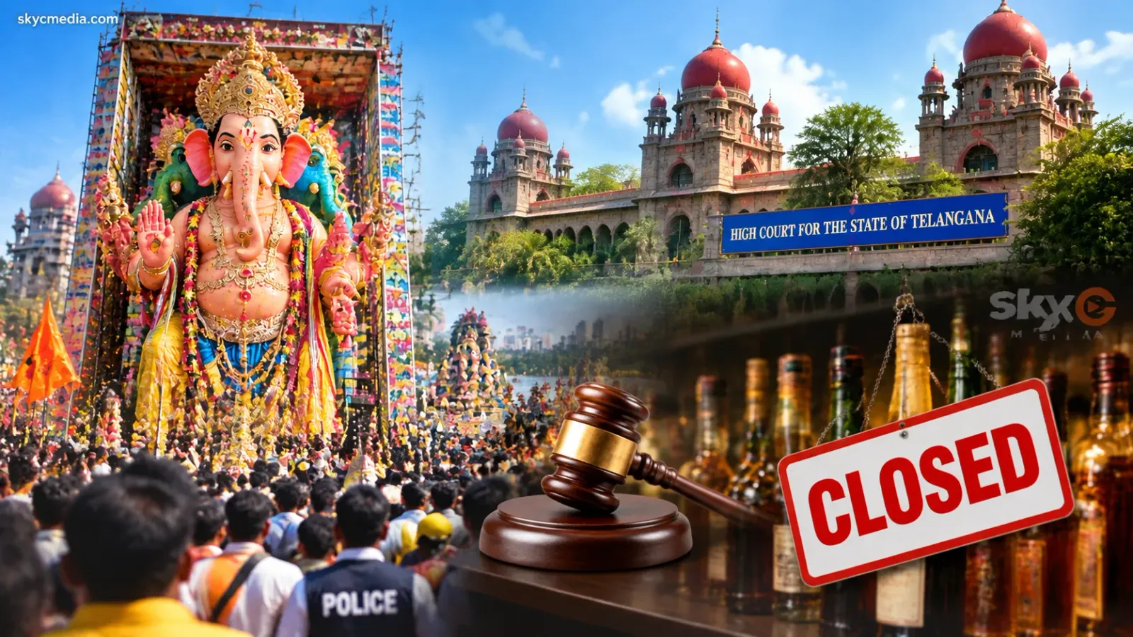హైదరాబాద్‌ గణేశ్ నిమజ్జనం వేళ హైకోర్టుకు సెలవు మద్యం బంద్