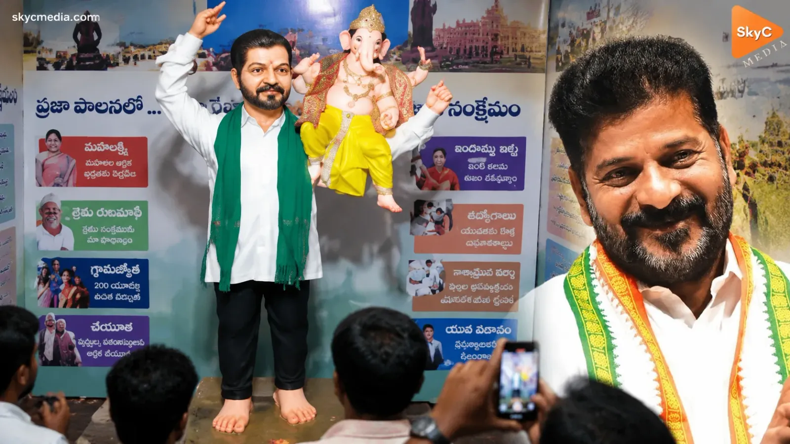 బాహుబలి తరహా వినాయక మండపంలో రేవంత్ రెడ్డి విగ్రహం – politics